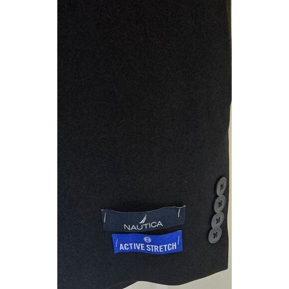 Nautica Mens Black Two-Piece Suit Jacket & Pants Set Size 46R Wool Blend - Picture 9 of 11